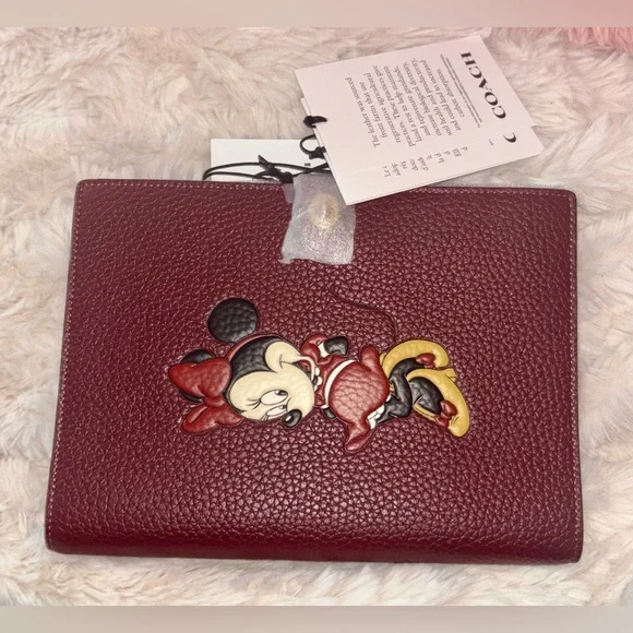 NEW Coach x Disney Minnie Mouse Wine Multi Regenerative Leather Notebook Journal